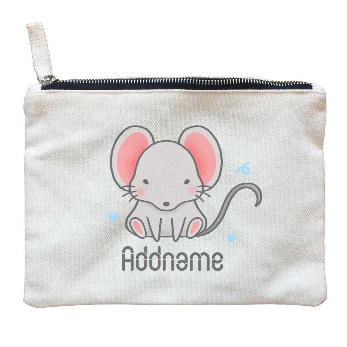 Cute Hand Drawn Style Mouse Addname Zipper Pouch