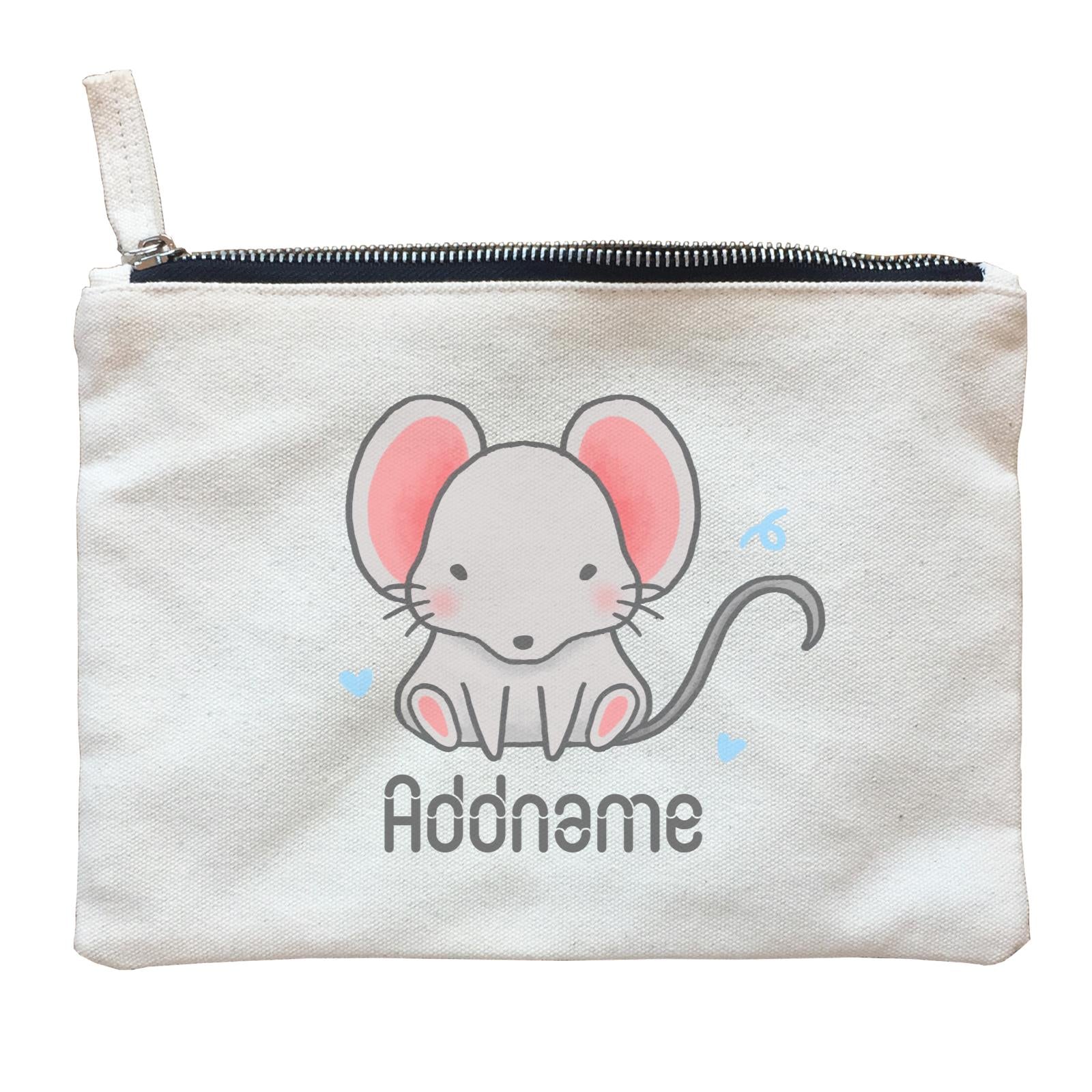Cute Hand Drawn Style Mouse Addname Zipper Pouch