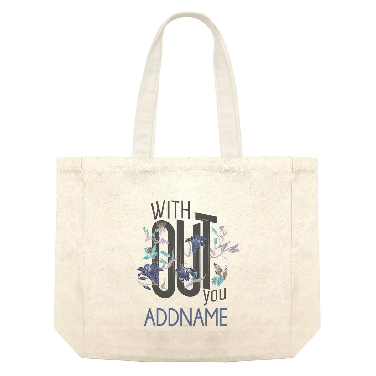 Cool Chic Flowers Without You Blue Flowers Elements With Addname Shopping Bag