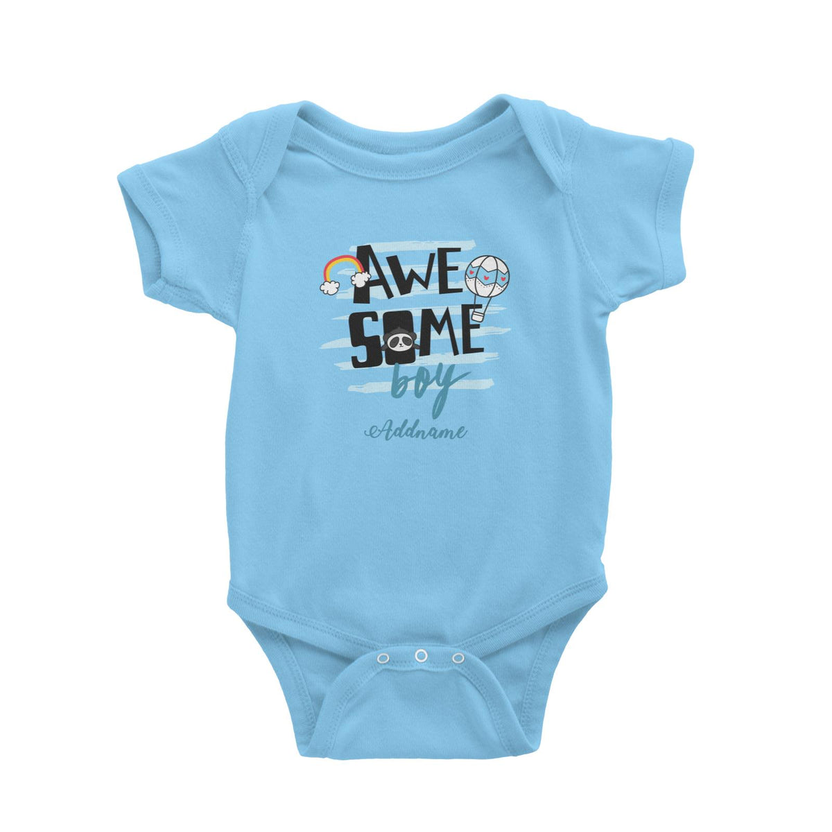 Awesome Boy with Panda Elements Addname Baby Romper
