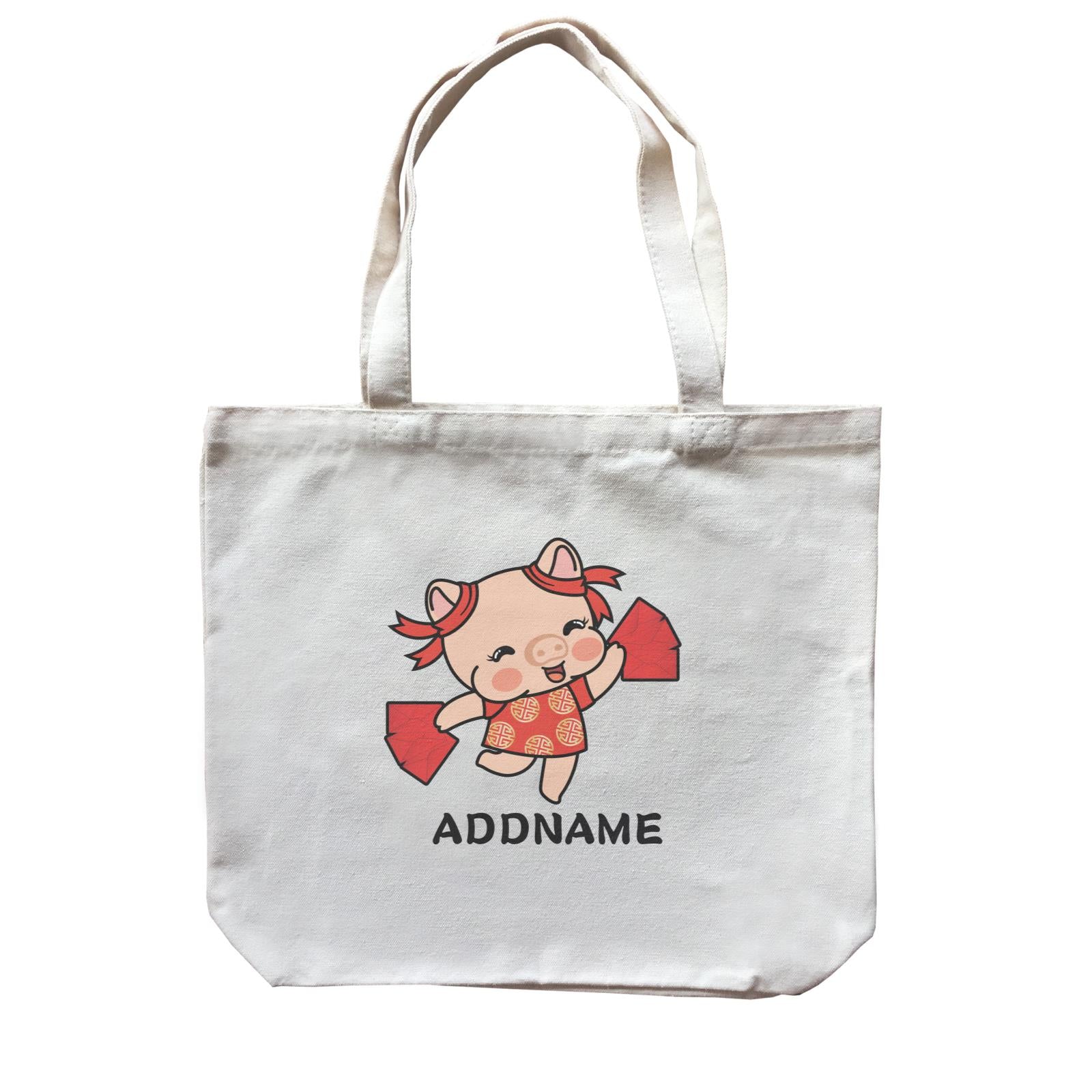 Properity Pig Girl with Red Packets Accessories Canvas Bag