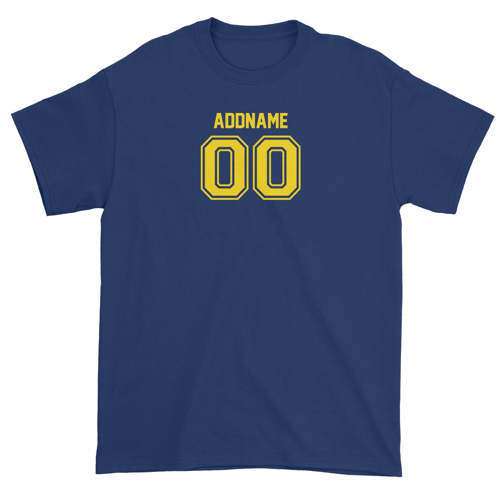 Adults Jersey Yellow Font With Name and Number Unisex T-Shirt