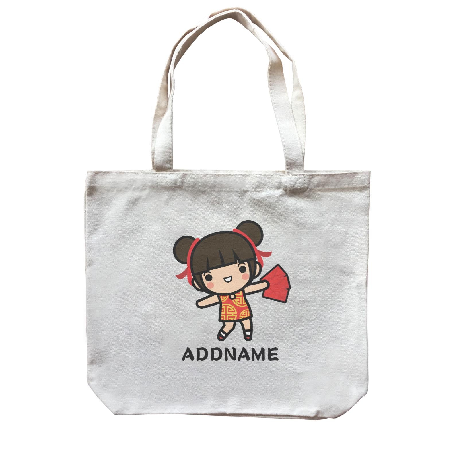 Prosperity CNY Girl with Red Packets Accessories Canvas Bag