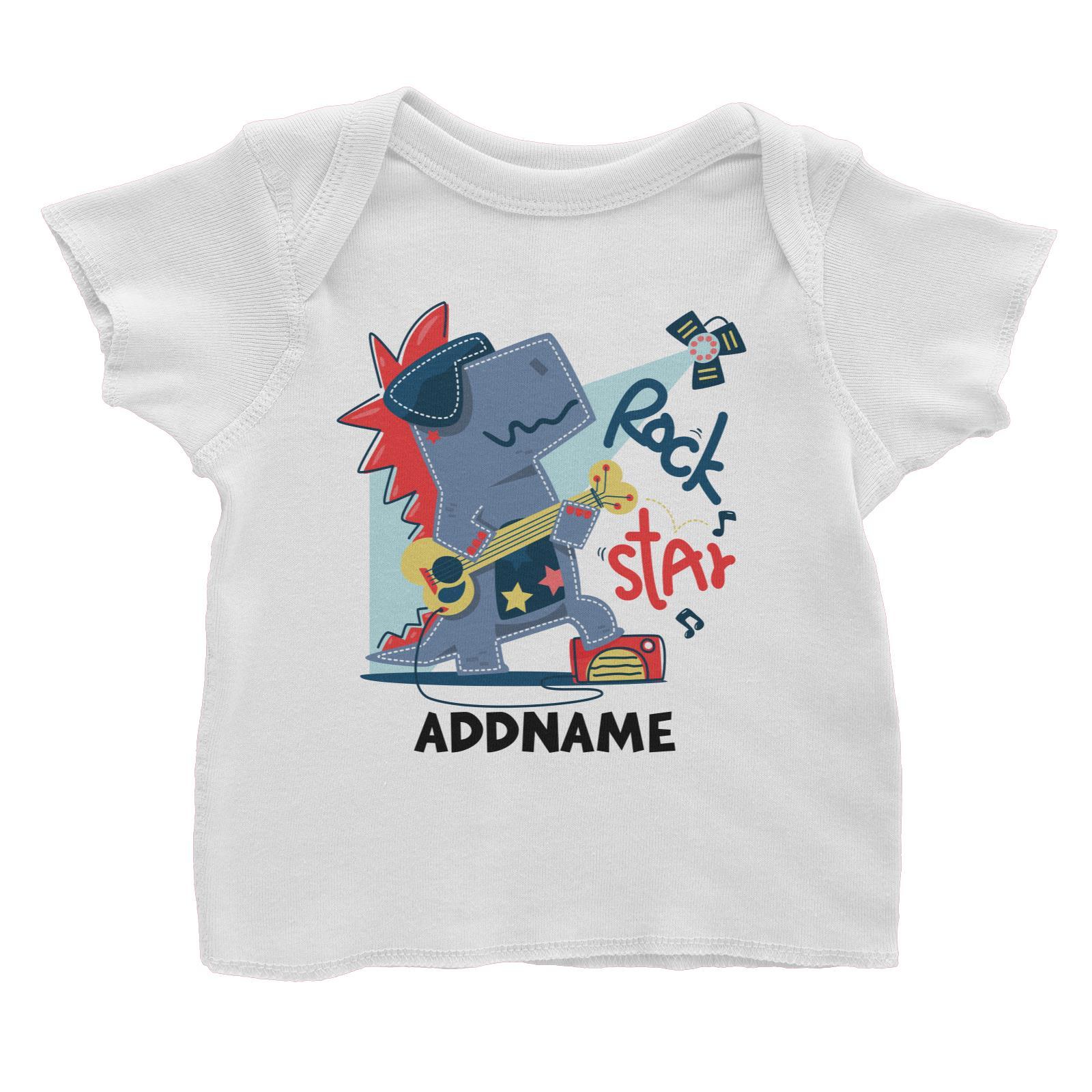Rock Star Dinosaur with Guitar Addname Baby T-Shirt