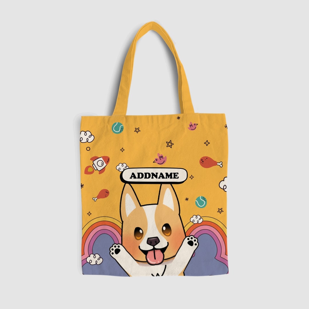 Paw Print Series Full Print Tote Bag - Corgi