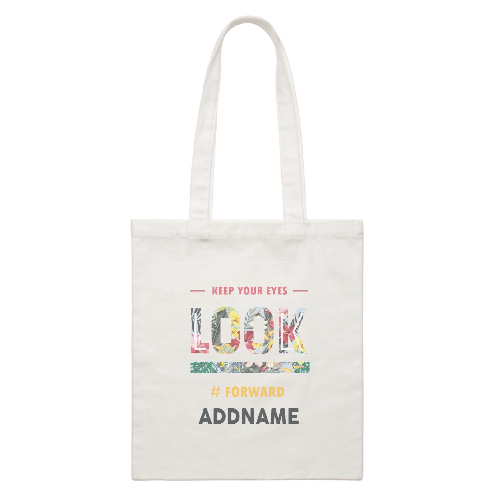 Summer Tropical Plants Keep Your Eyes Look Forward With Addname White Canvas Bag