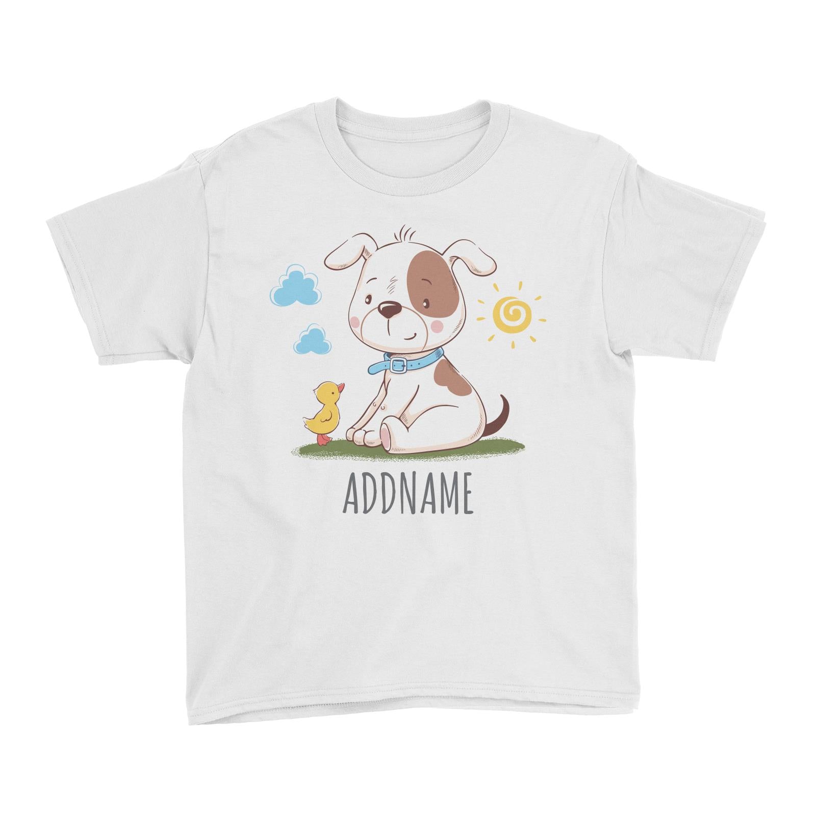 Dog with Duck White Kid's T-Shirt Personalizable Designs Cute Sweet Animal HG