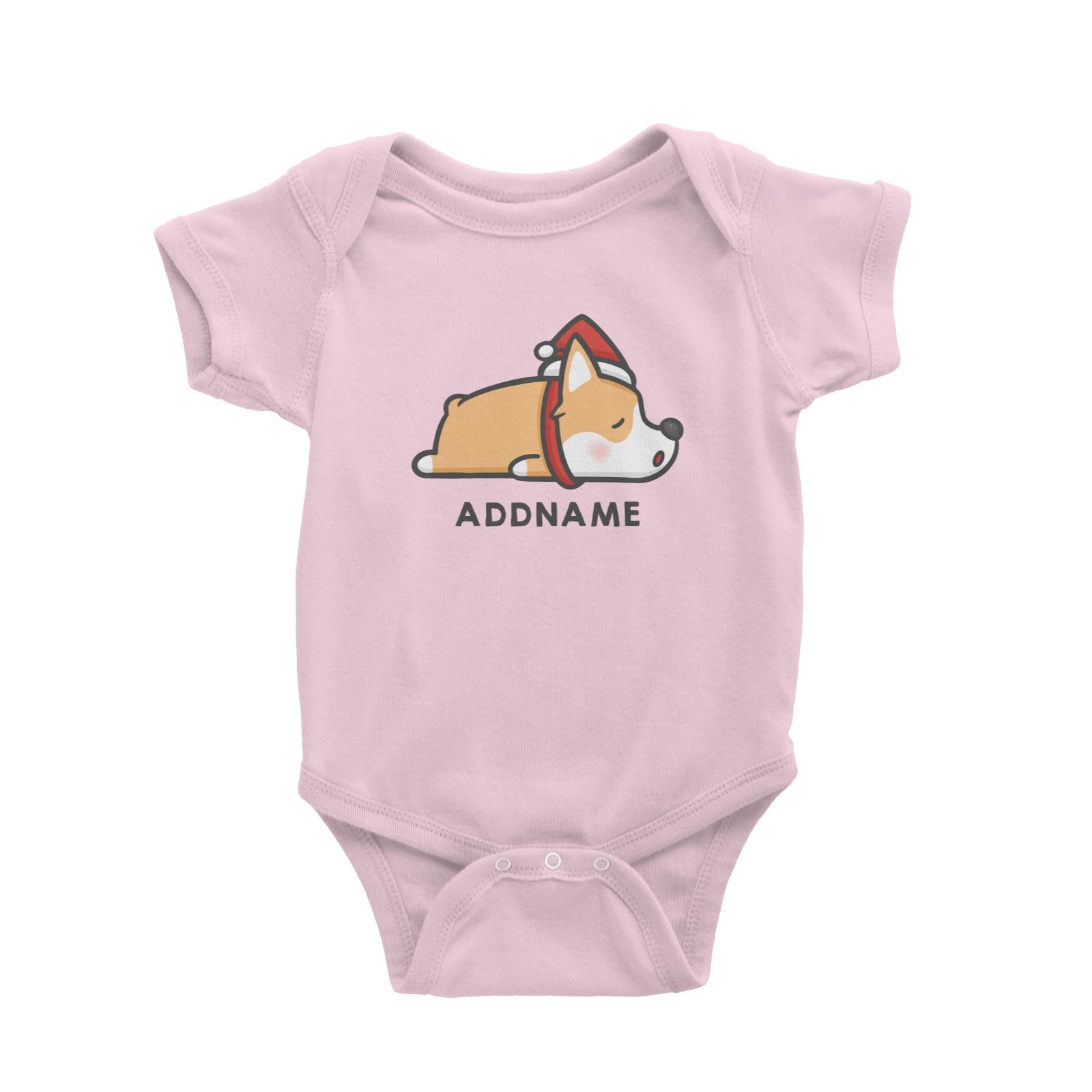 Xmas Cute Sleeping Corgi Addname Accessories Baby Romper