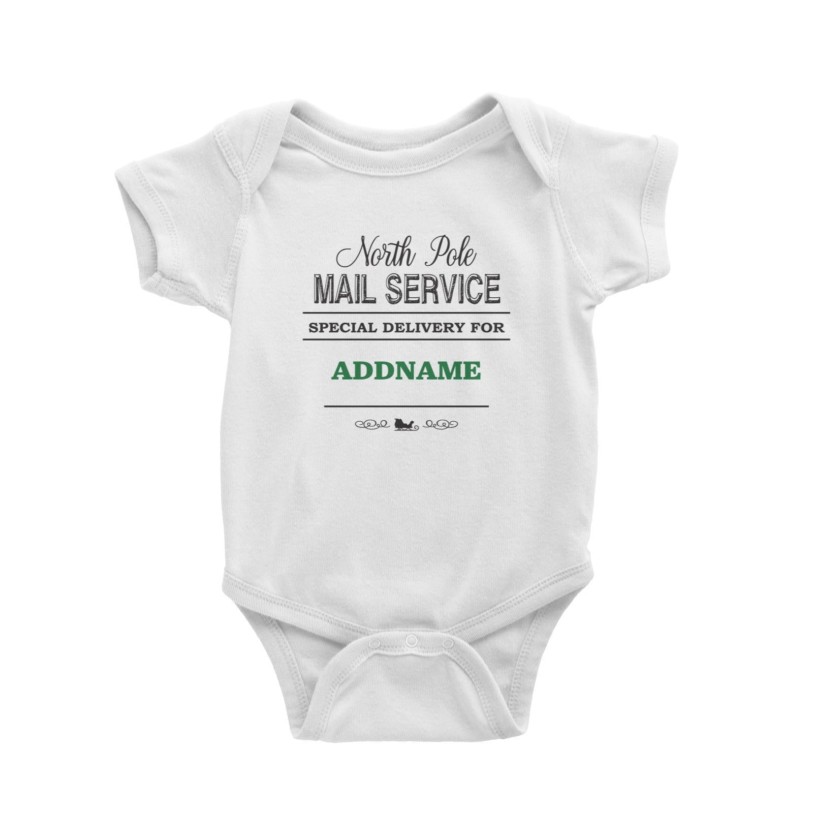 Xmas North Pole Mail Service Special Delivery Baby Romper