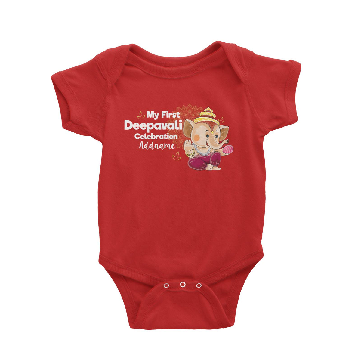 Cute Ganesha My First Deepavali Celebration Addname Baby Romper
