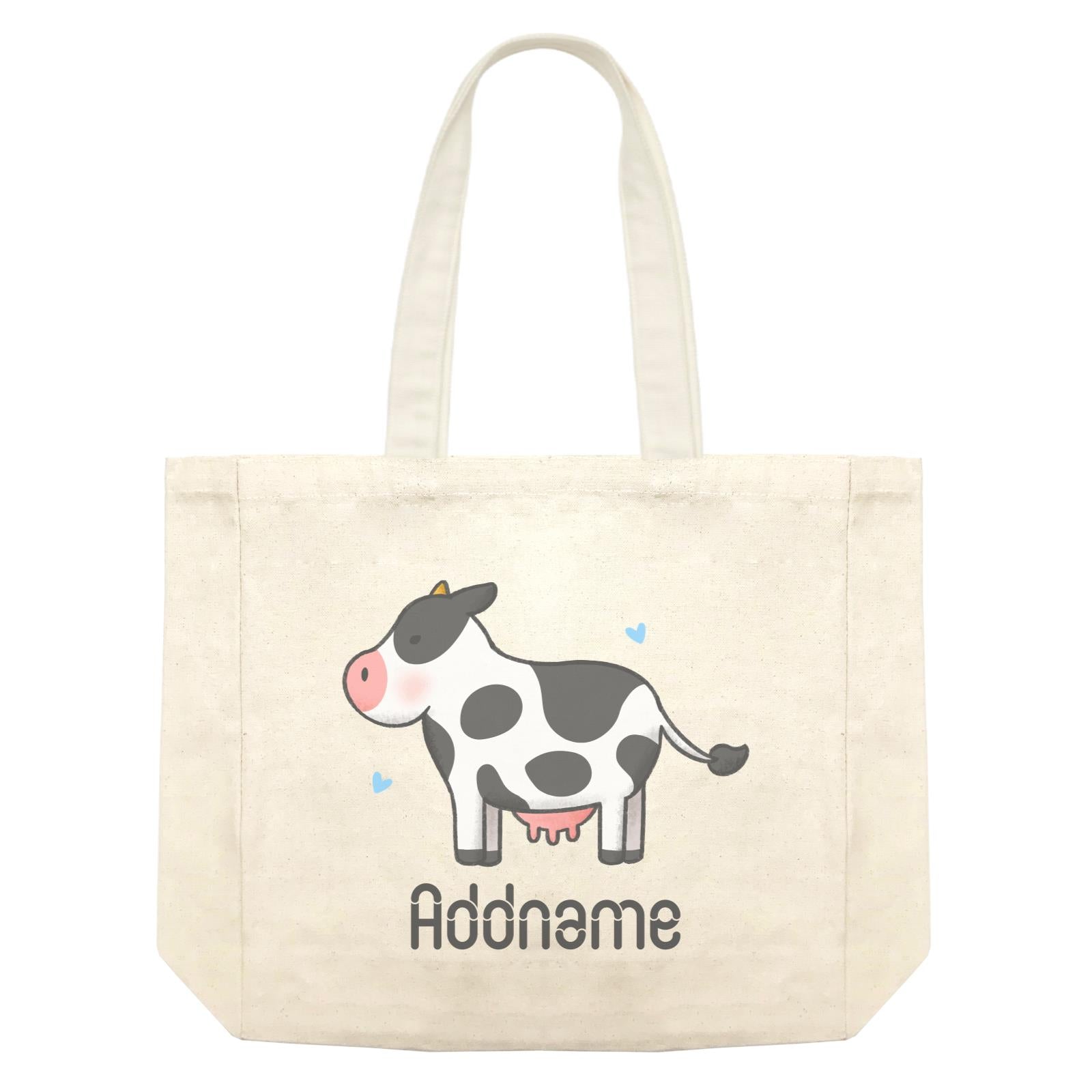Cute Hand Drawn Style Cow Addname Shopping Bag