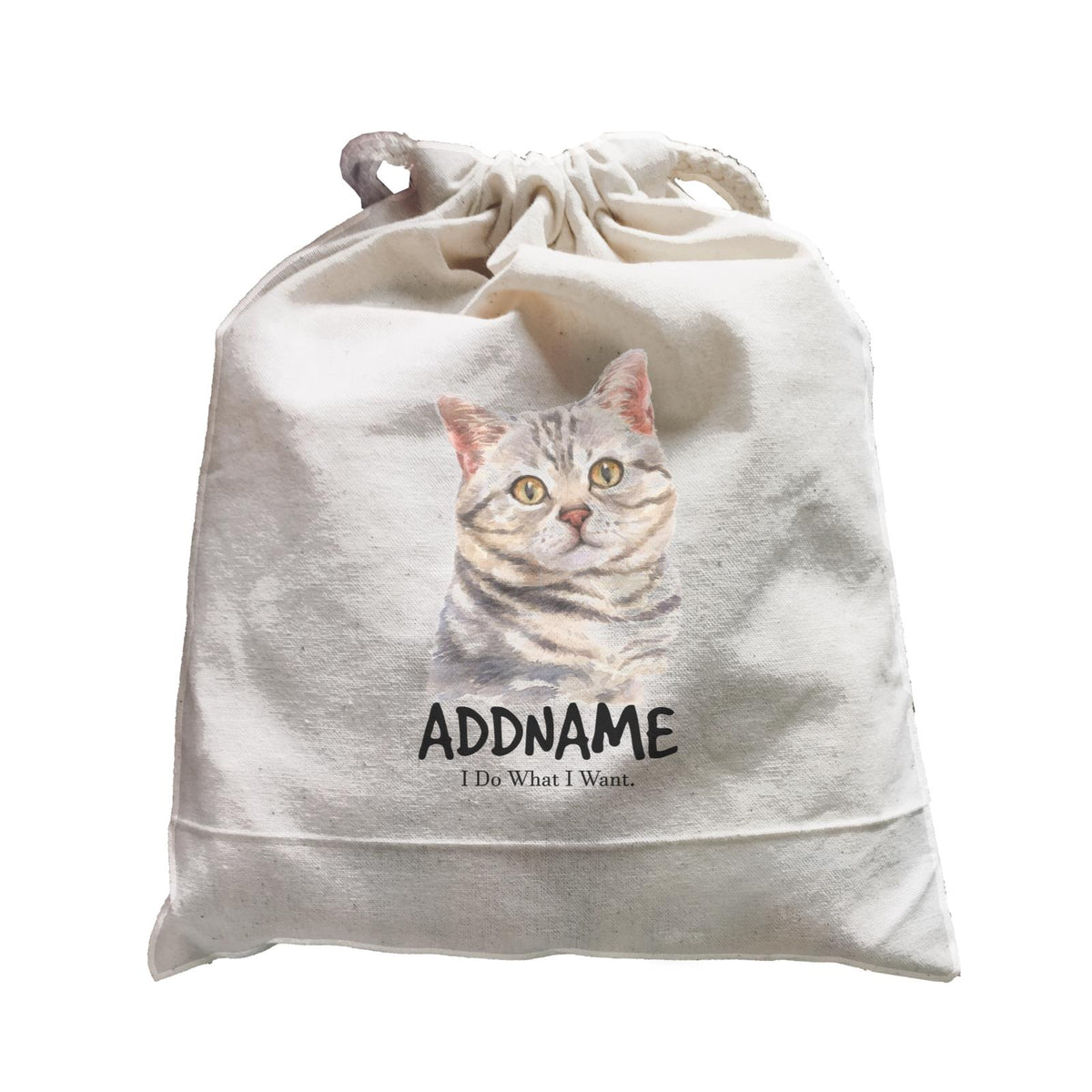Watercolor Cat American Shorthair Grey I Do What I Want Addname Satchel