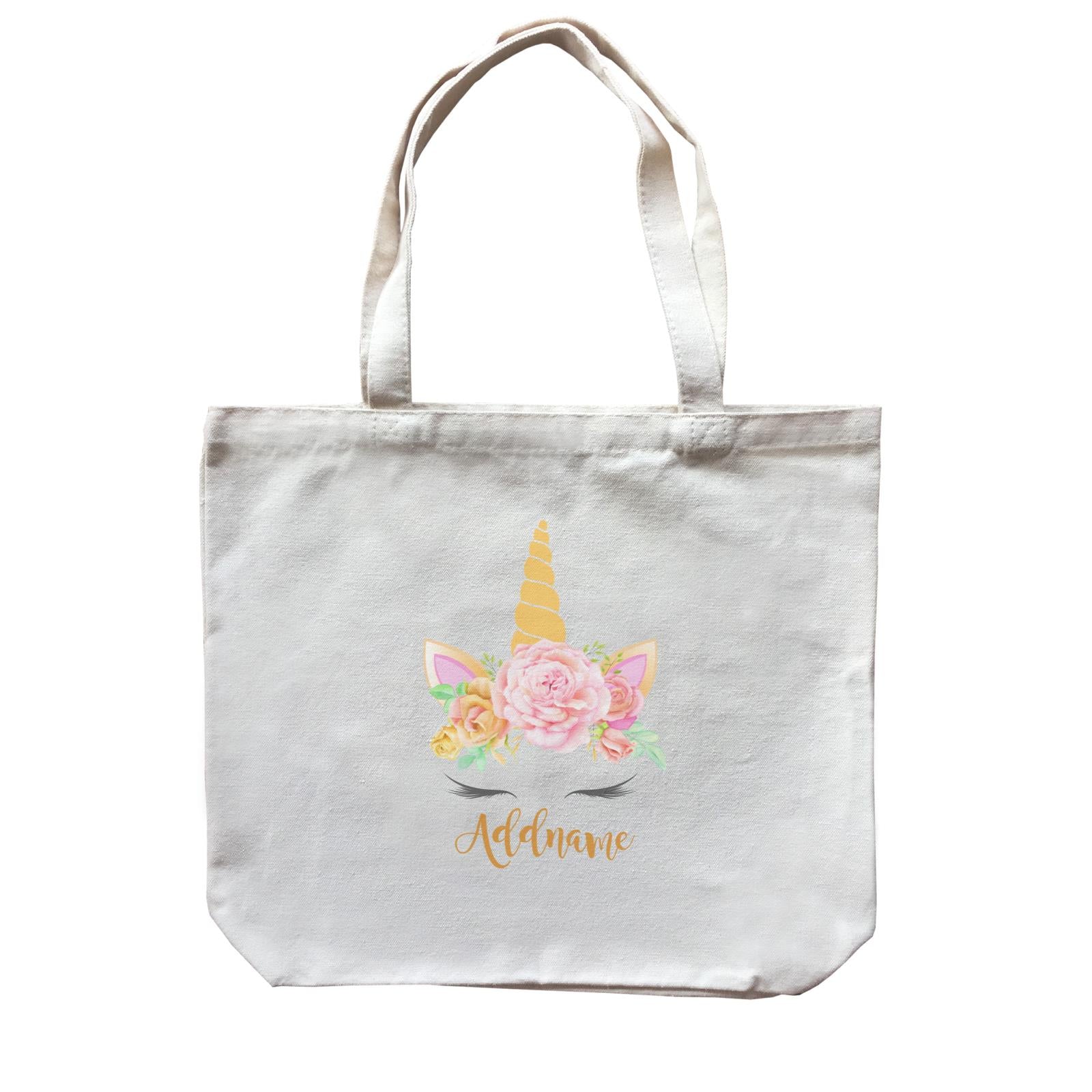 Sweet Rose Garland Unicorn Face Addname Canvas Bag
