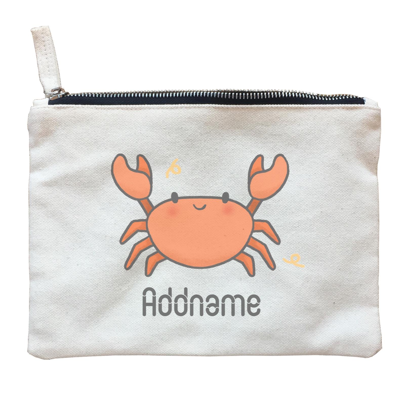 Cute Hand Drawn Style Crab Addname Zipper Pouch