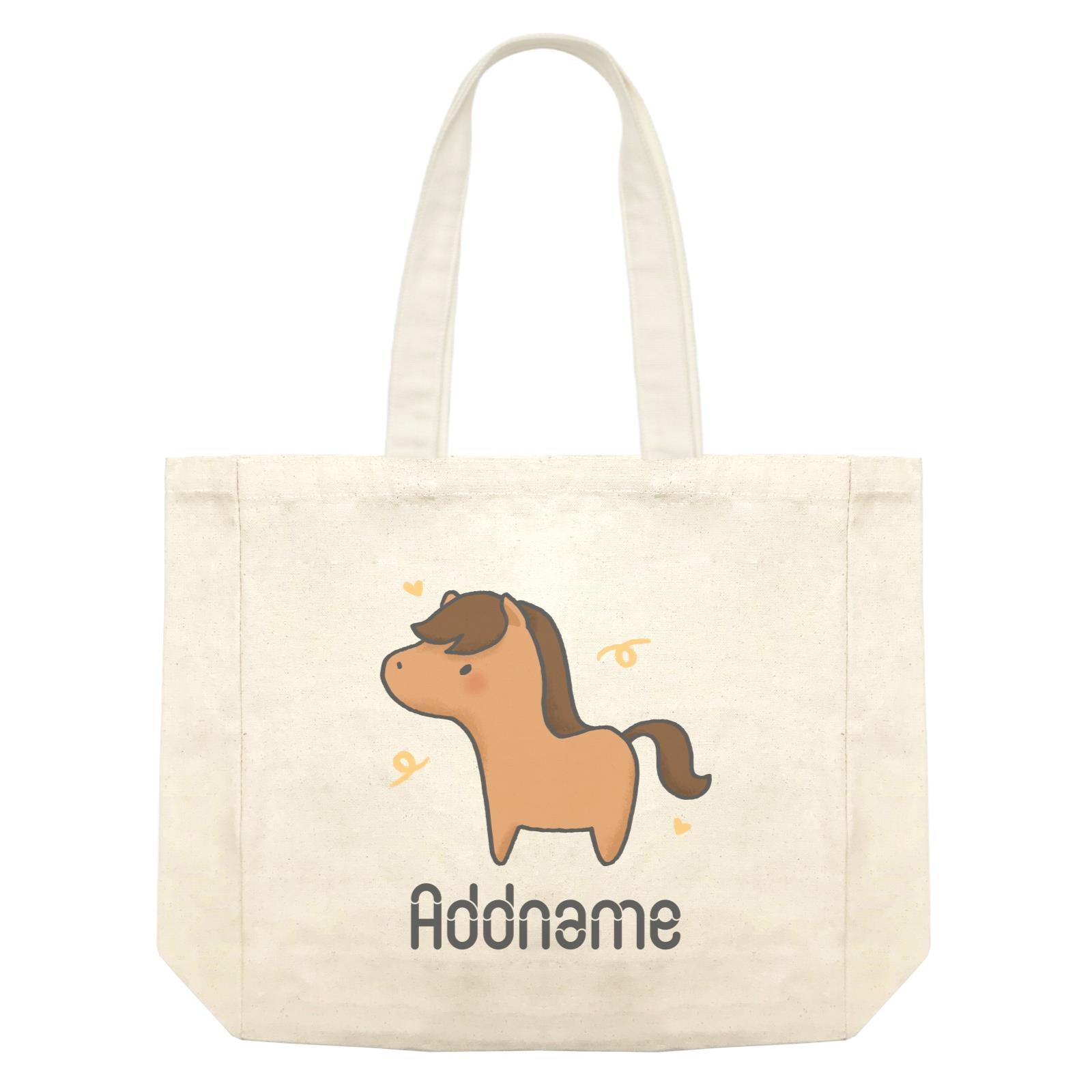 Cute Hand Drawn Style Horse Addname Shopping Bag