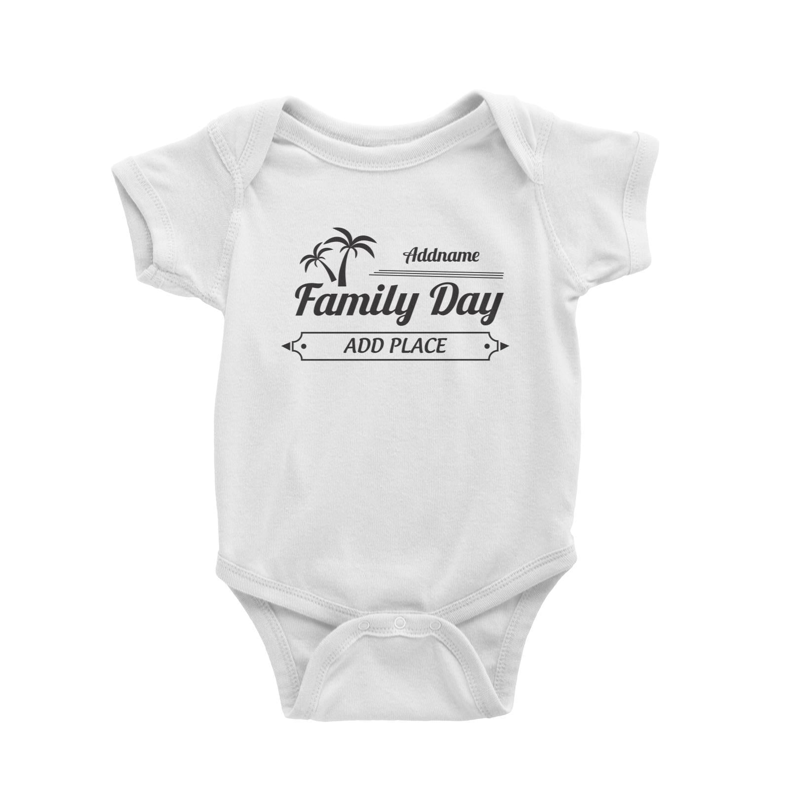 Family Day Tropical Coconut Tree Boarder Family Day Addname And Add Place Baby Romper