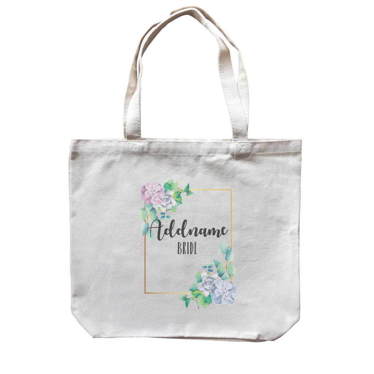 Bridesmaid Floral Modern Blue Flowers With Frame Bride Addname Canvas Bag