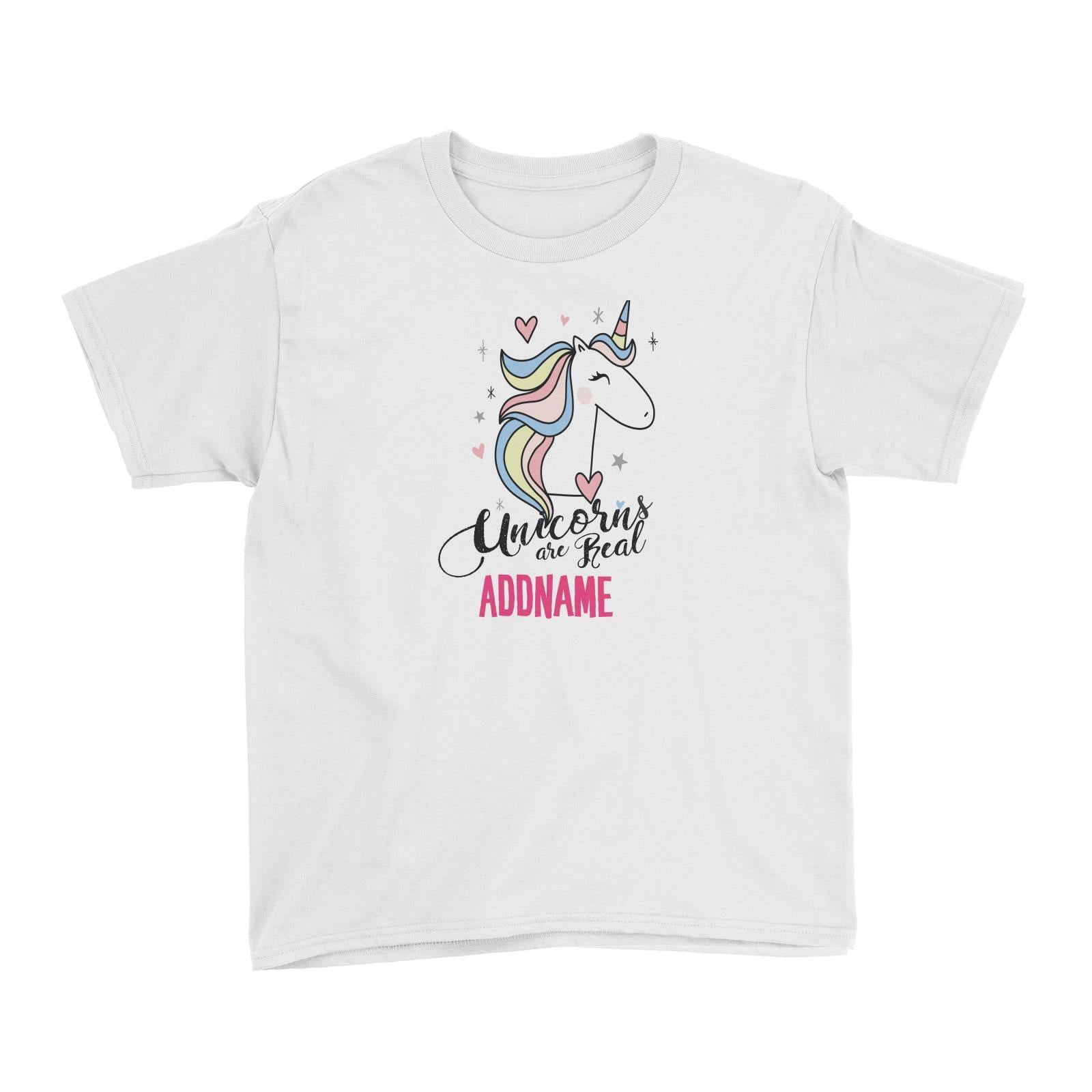 Cool Vibrant Series Unicorns Are Real Addname Kid's T-Shirt