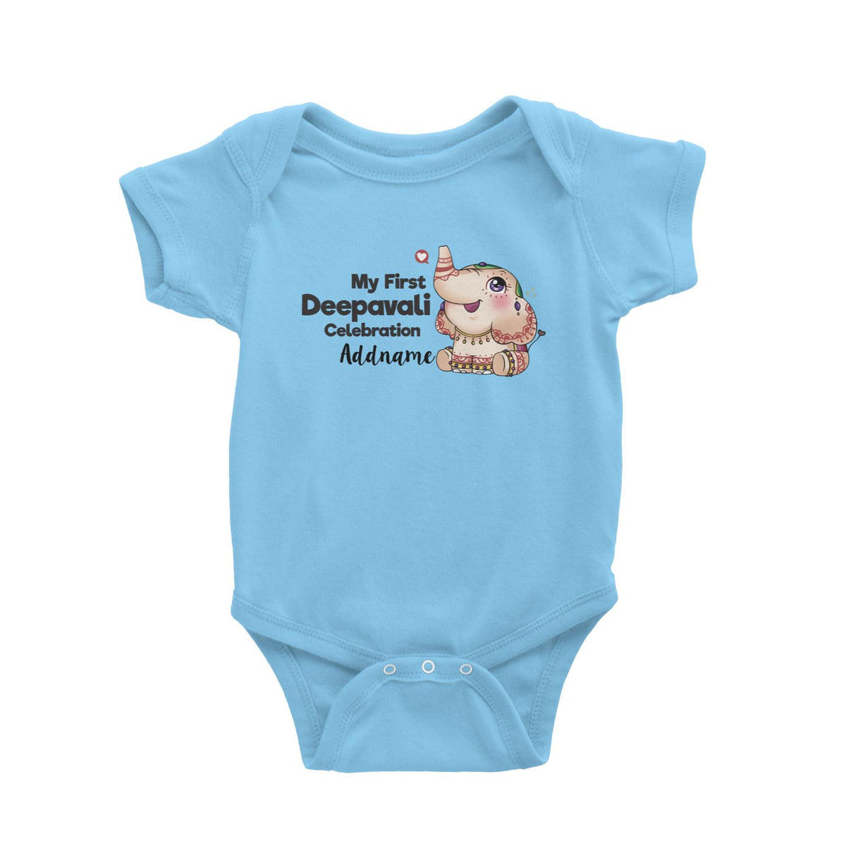 Deepavali Cute Decorative Ganesha My First Deepavali Celebration Addname Baby Romper