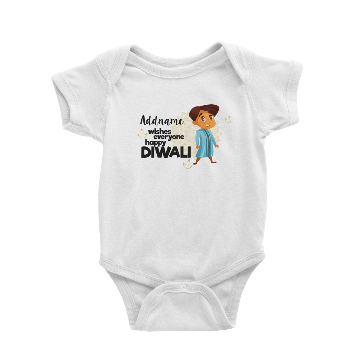 Cute Boy Wishes Everyone Happy Diwali Addname Baby Romper