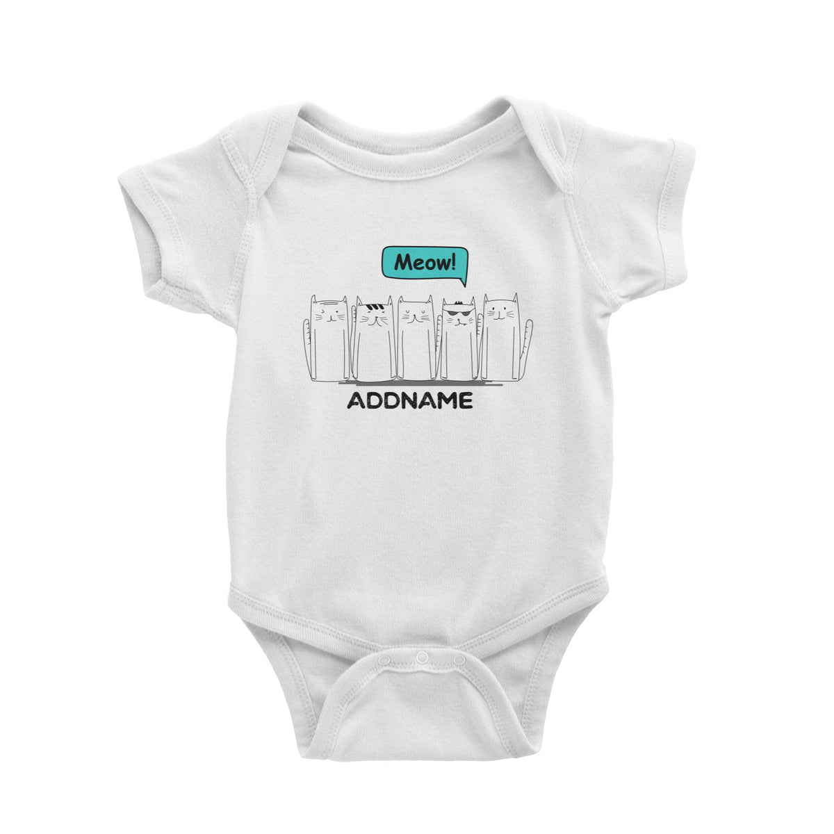 Cute Animals And Friends Series Hello Cats Group Addname Baby Romper