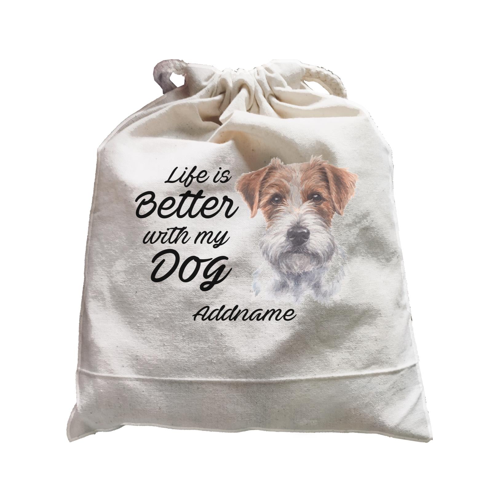 Watercolor Life is Better With My Dog Jack Russell Long Hair Addname Satchel