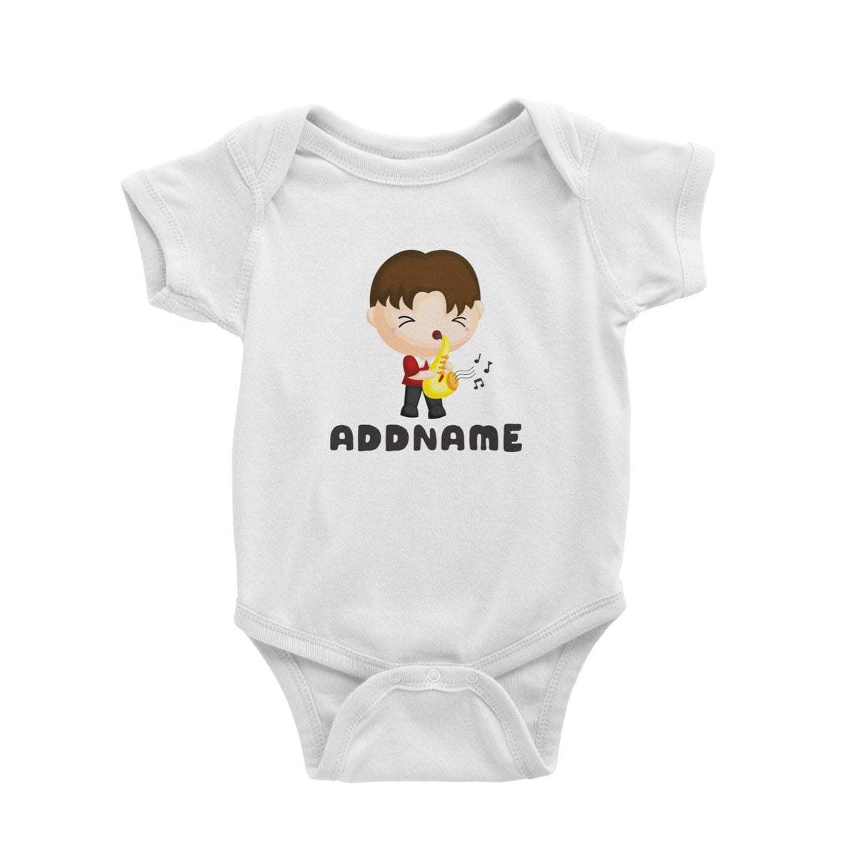Birthday Music Band Boy Playing Saxophone Addname Baby Romper
