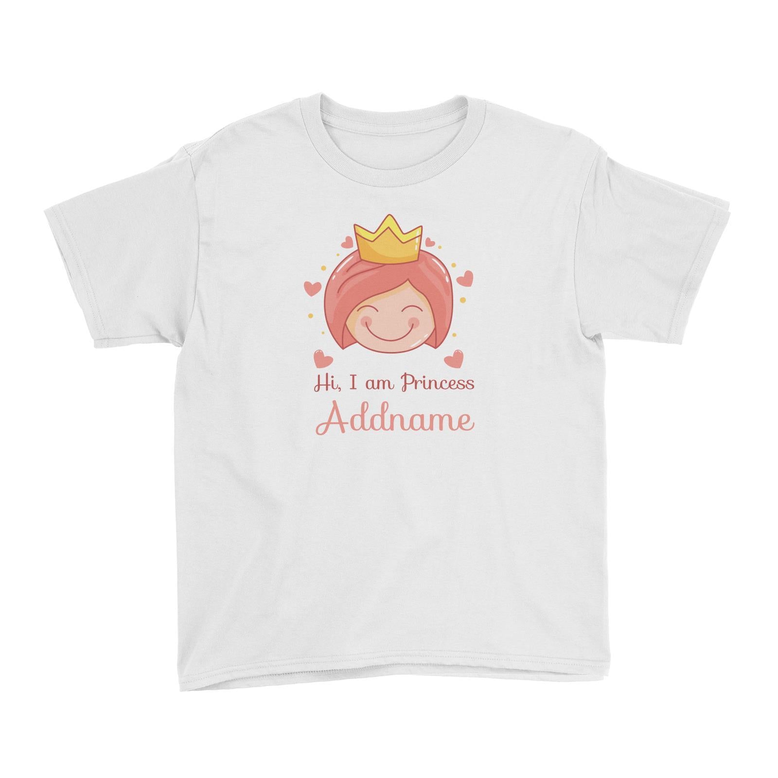 Cute Princess with Tiara Hi I Am Princess Addname Kid's T-Shirt
