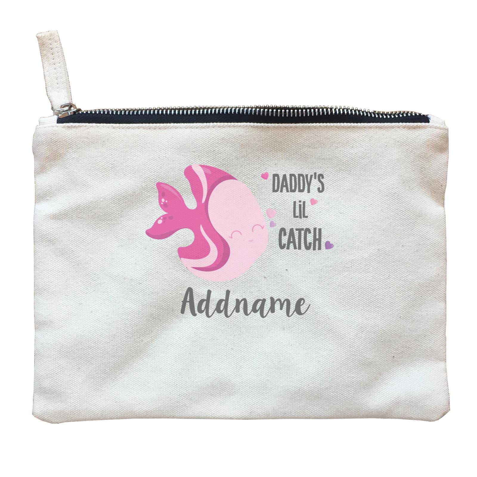 Cute Sea Animals Pink Fish Daddy's Lil Catch Addname Zipper Pouch
