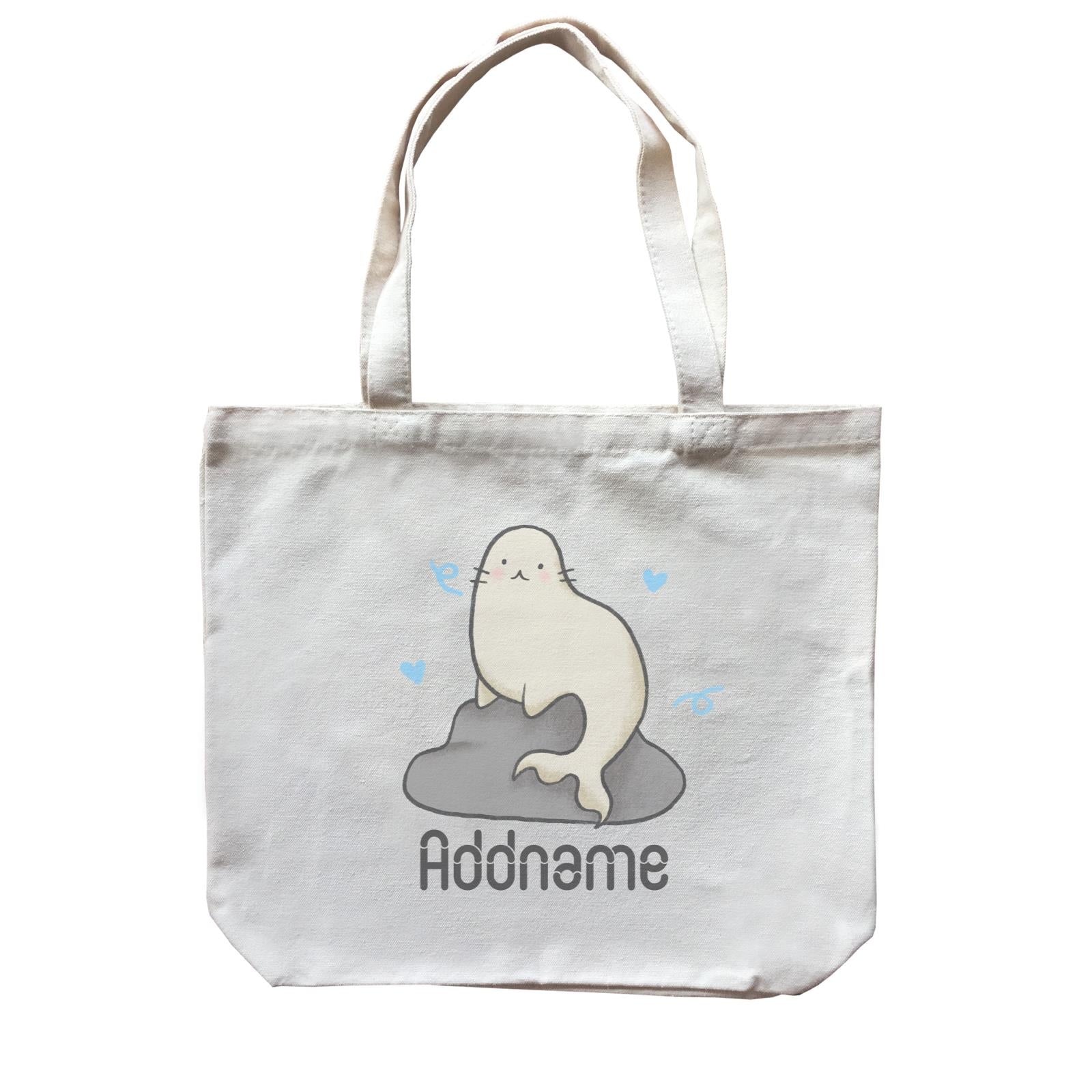 Cute Hand Drawn Style Seal Addname Canvas Bag