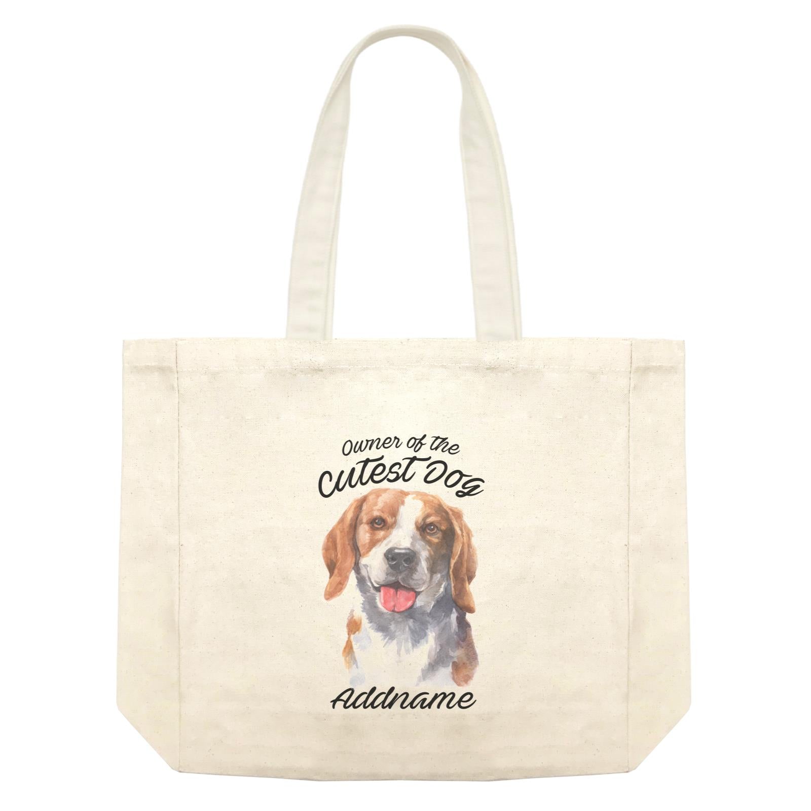 Watercolor Dog Owner Of The Cutest Dog Beagle Smile Addname Shopping Bag