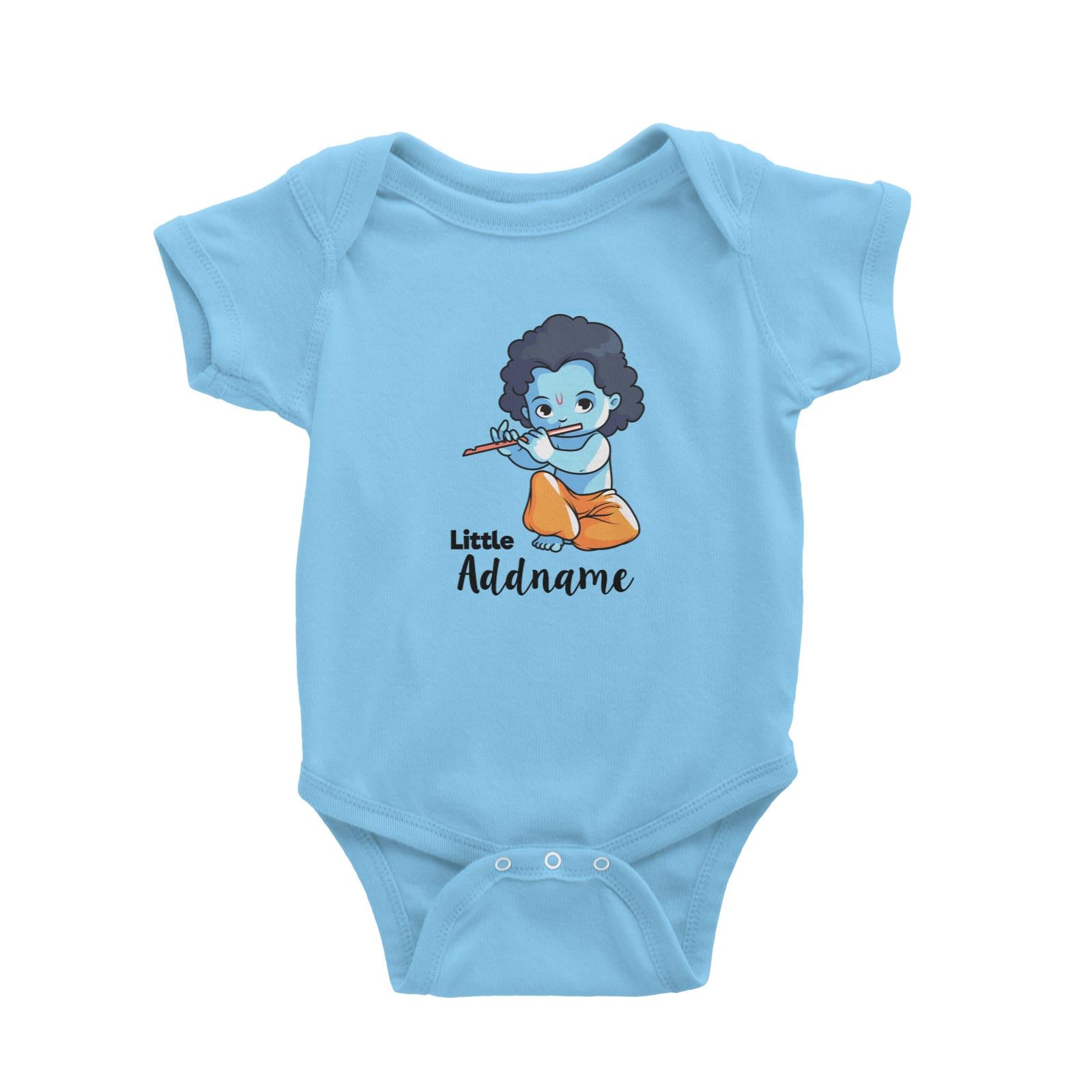 Cute Krishna Sitting Playing Flute Little Addname Baby Romper