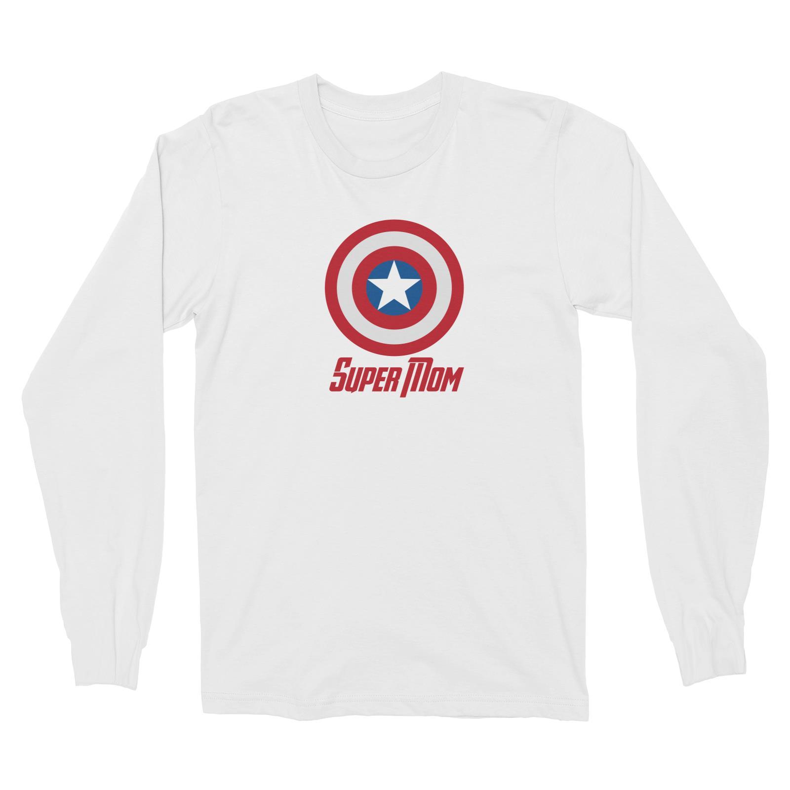 Superhero Shield Super Mom Long Sleeve Unisex T-Shirt  Matching Family