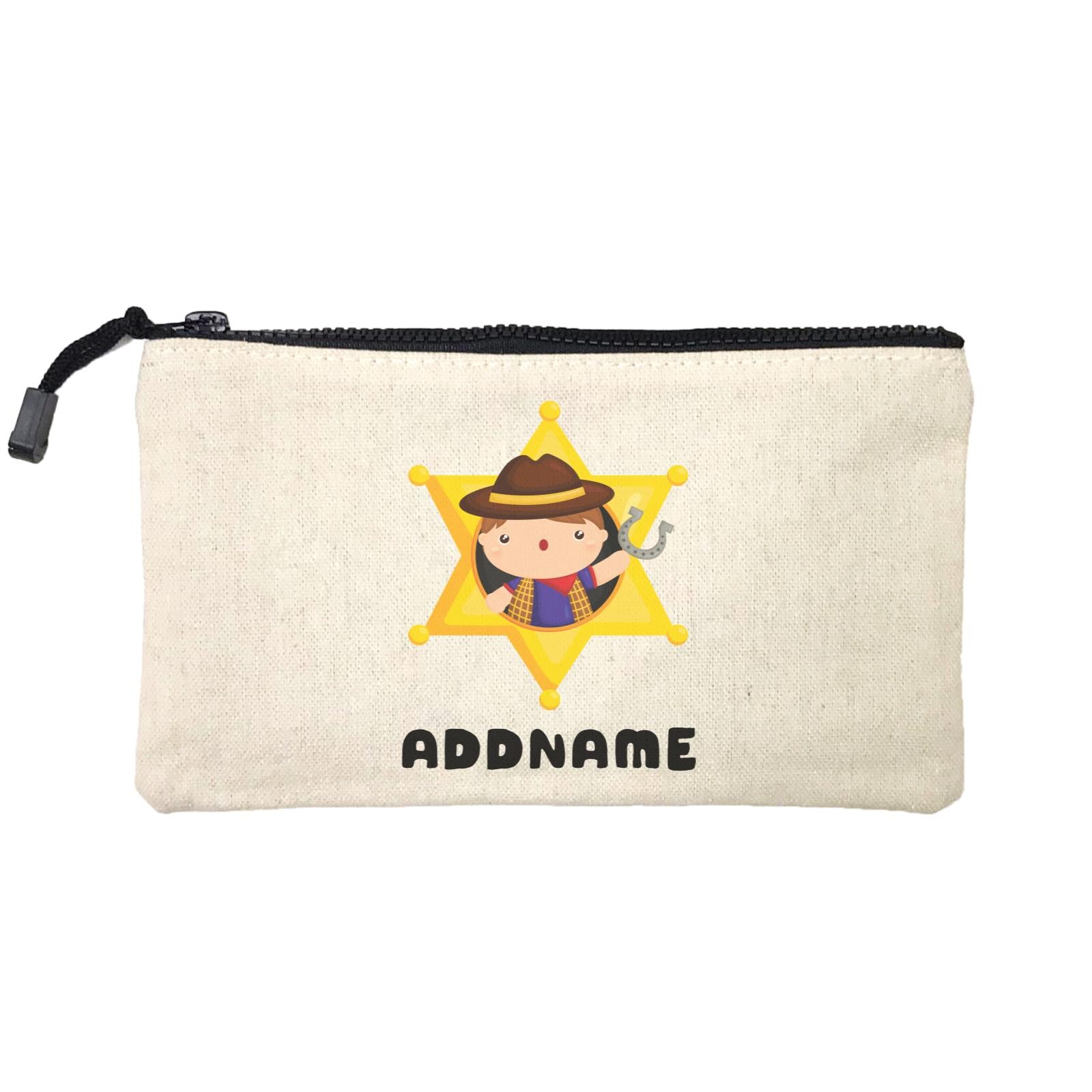 Birthday Cowboy Style Little Cowboy Holding Hoe In Star Badge Addname Mini Accessories Stationery Pouch