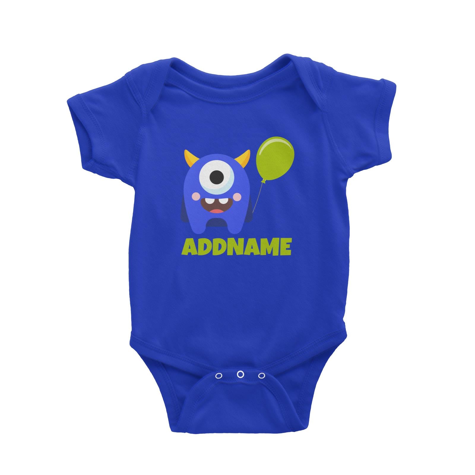 Blue Monster Birthday Theme Addname Baby Romper
