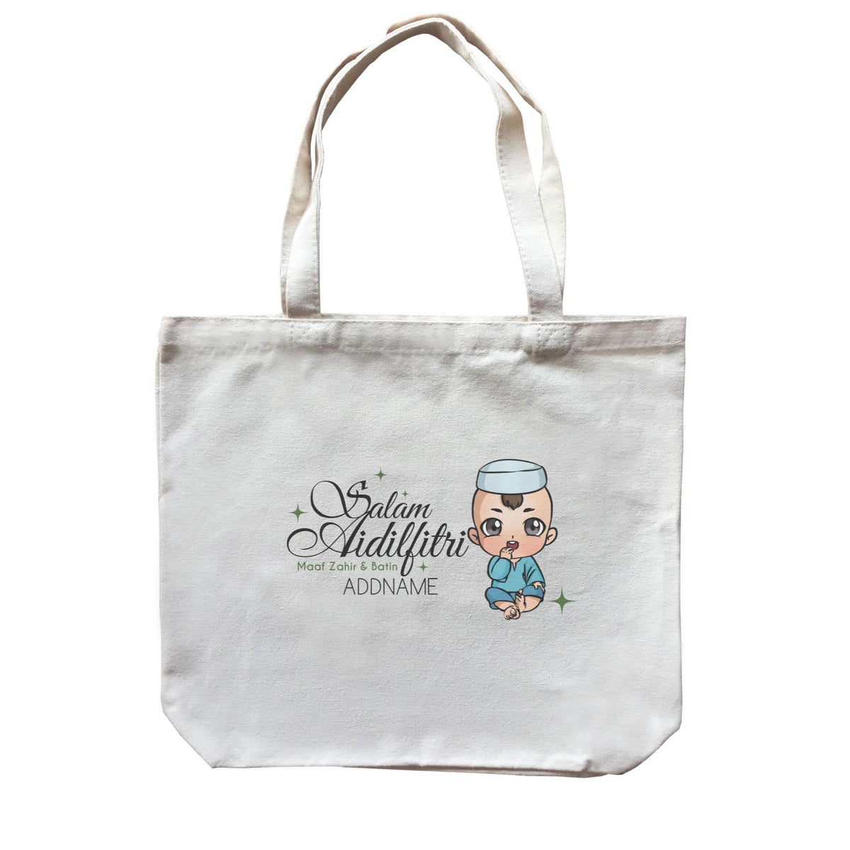 Raya Chibi Wishes Baby Boy Addname Wishes Everyone Salam Aidilfitri Maaf Zahir &amp; Batin Accessories Canvas Bag