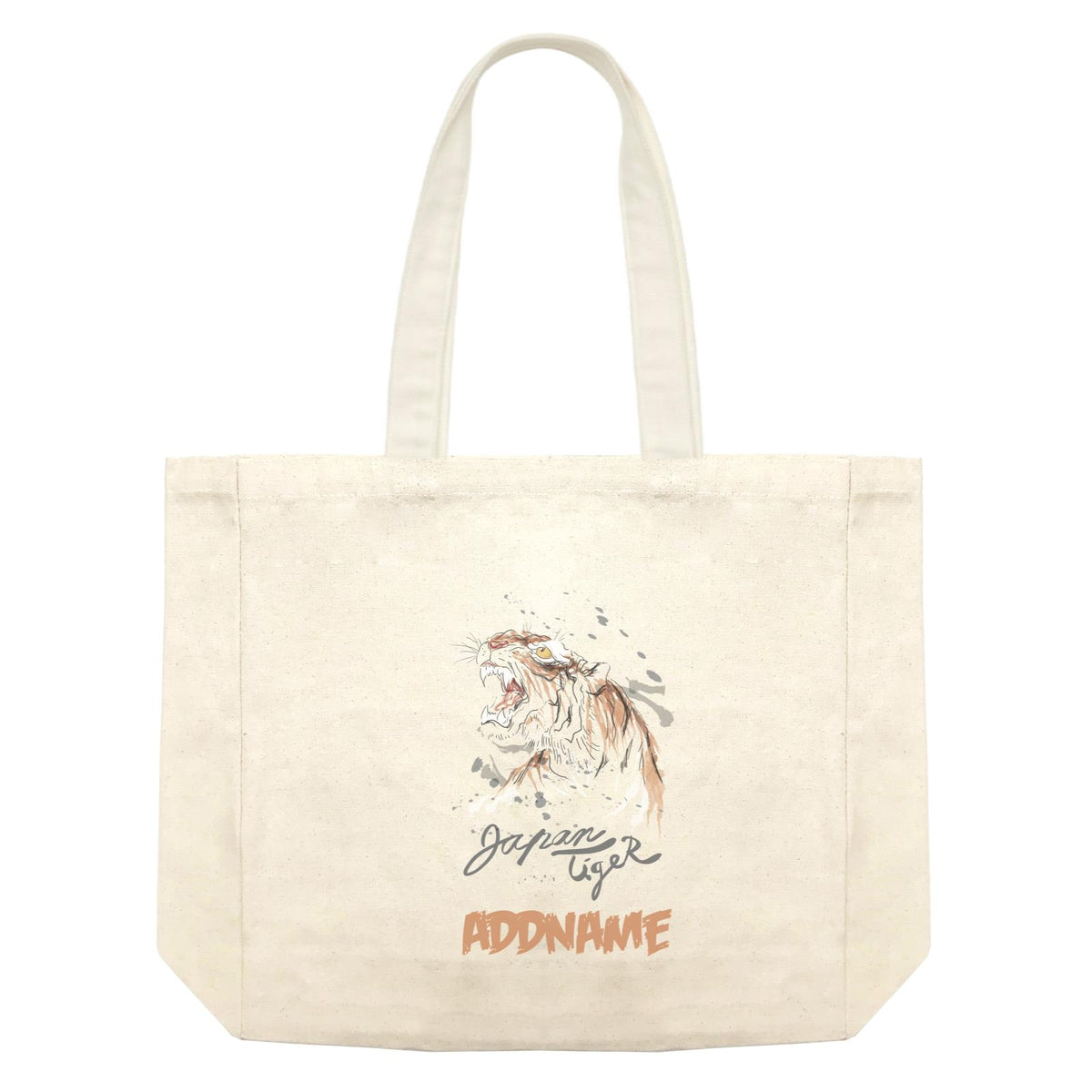 Funny Hand Drawn Animals Japan Tiger With Addname Shopping Bag