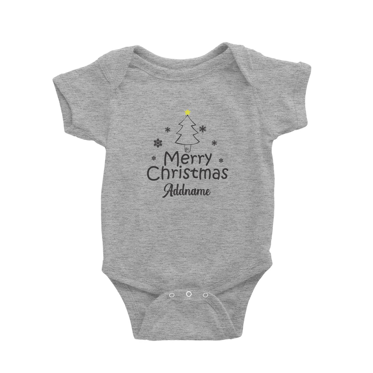 Christmas Series Merry Christmas Tree with Snowflakes Baby Romper