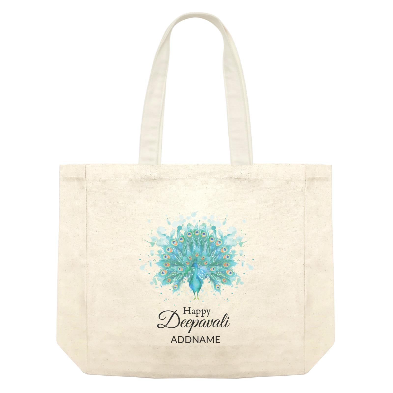 Deepavali Watercolour Peacock Greetings Addname Shopping Bag