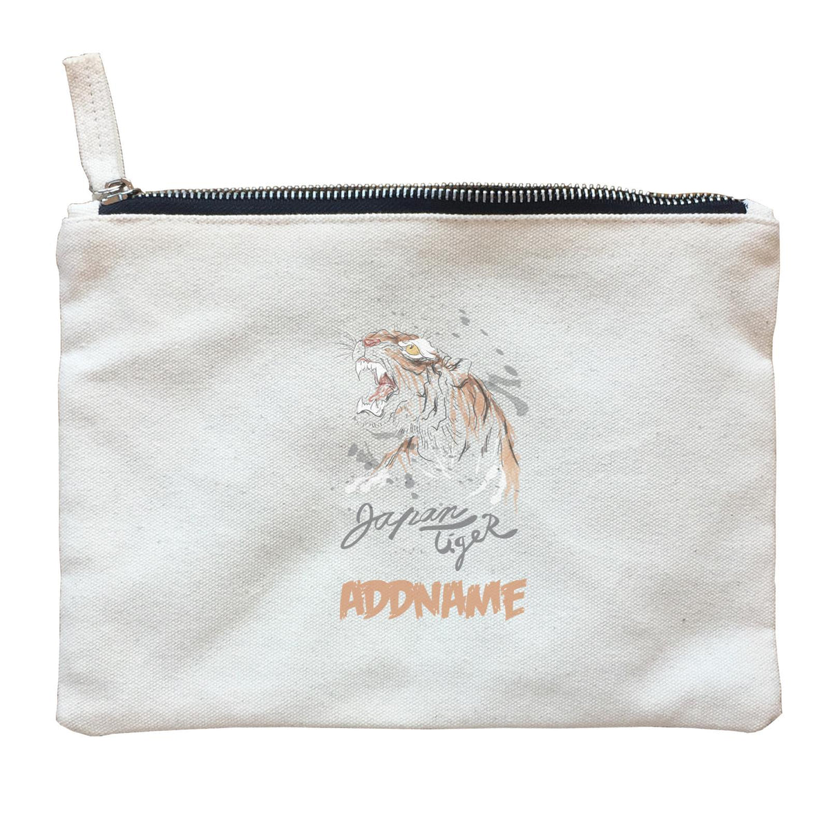 Funny Hand Drawn Animals Japan Tiger With Addname Zipper Pouch