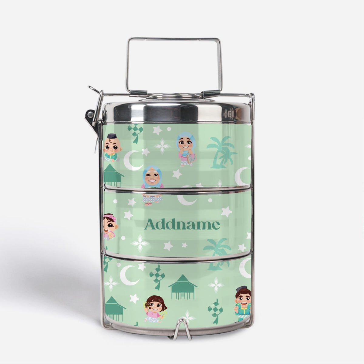 Seindah Lebaran Tiffin Carrier - Pastel Green