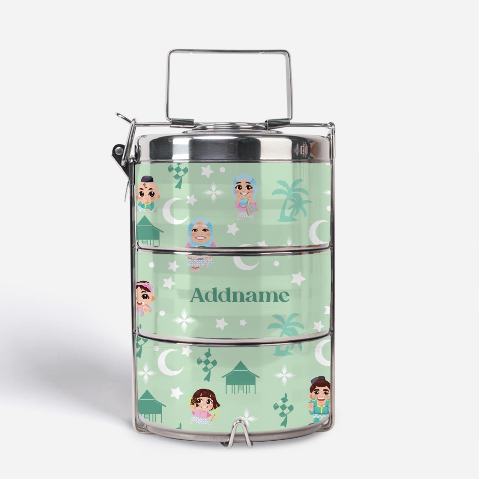 Seindah Lebaran Tiffin Carrier - Pastel Green