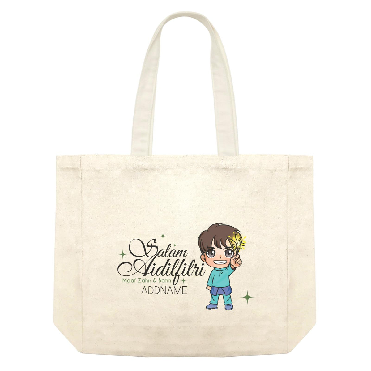 Raya Chibi Wishes Little Boy Addname Wishes Everyone Salam Aidilfitri Maaf Zahir &amp; Batin Accessories Shopping Bag