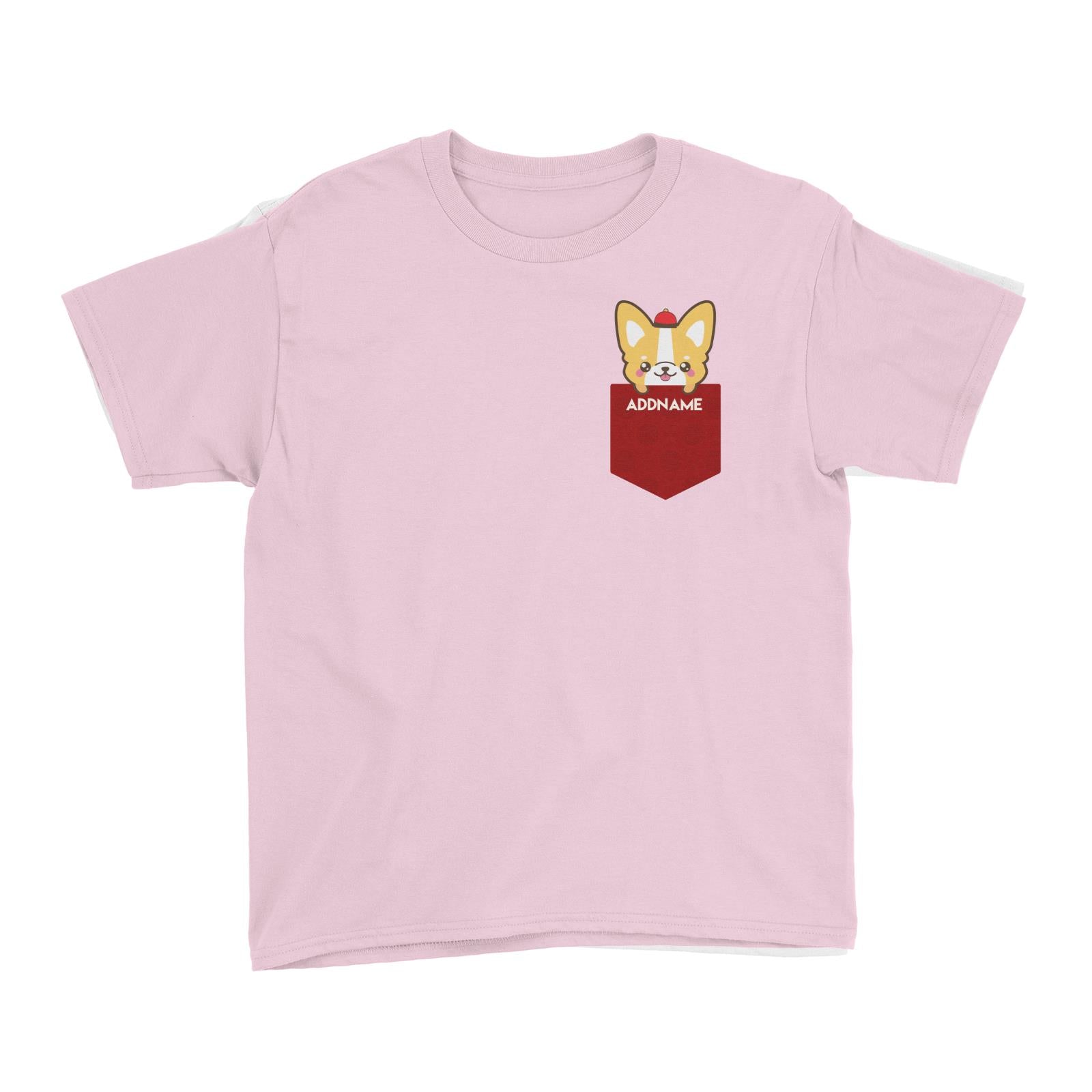 Chinese New Year Pocket Cute Dog 2 Addname Pocket Kid's T-Shirt  Personalizable Designs