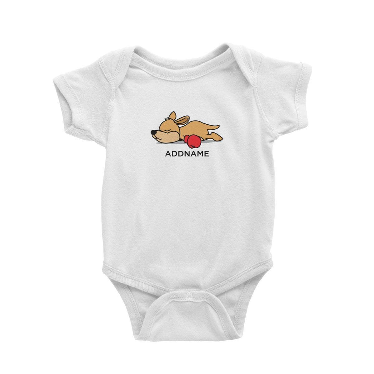 Lazy Kangaroo with Boxing Glove Addname Baby Romper