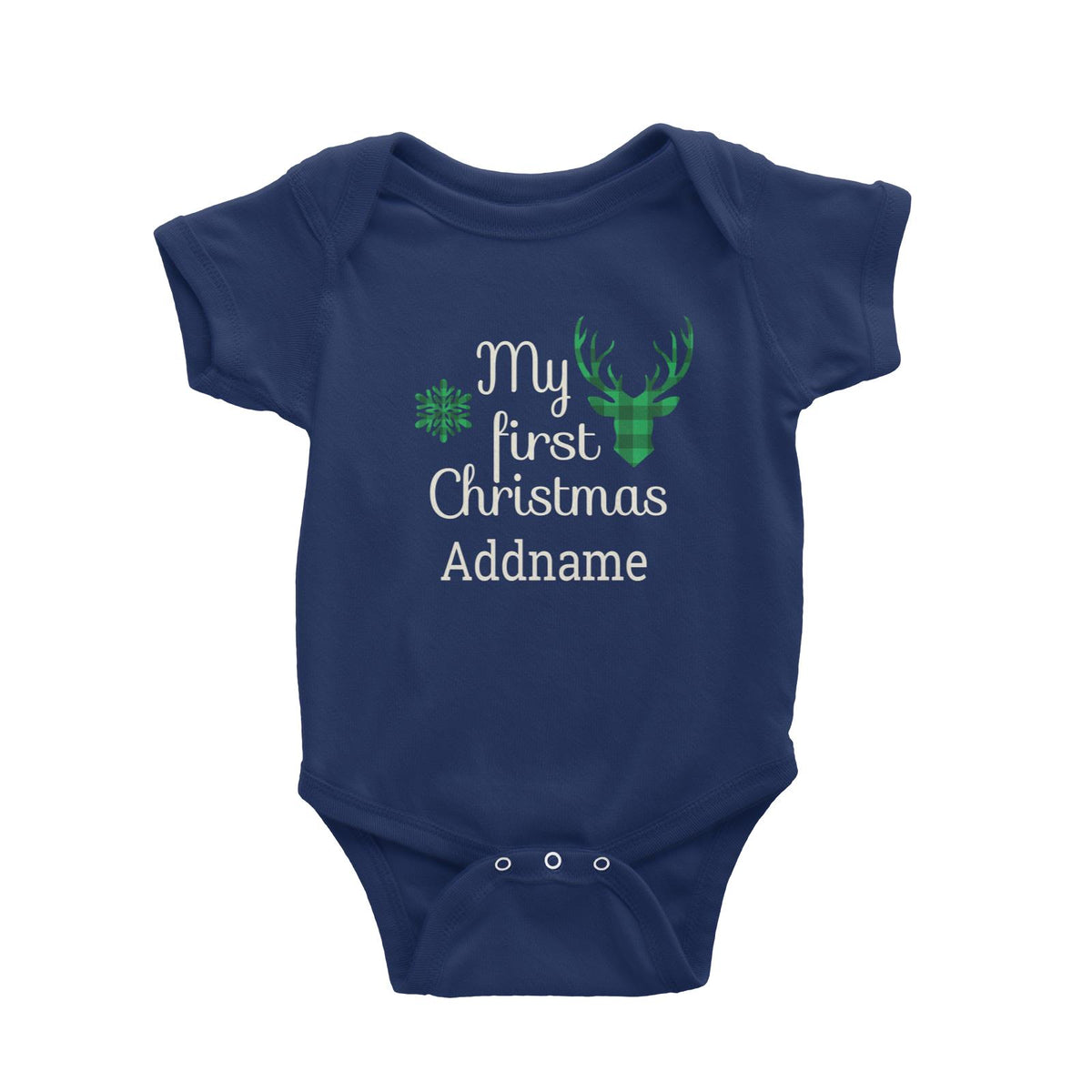 Christmas Series Reindeer Check Pattern My 1st Christmas Typography Baby Romper