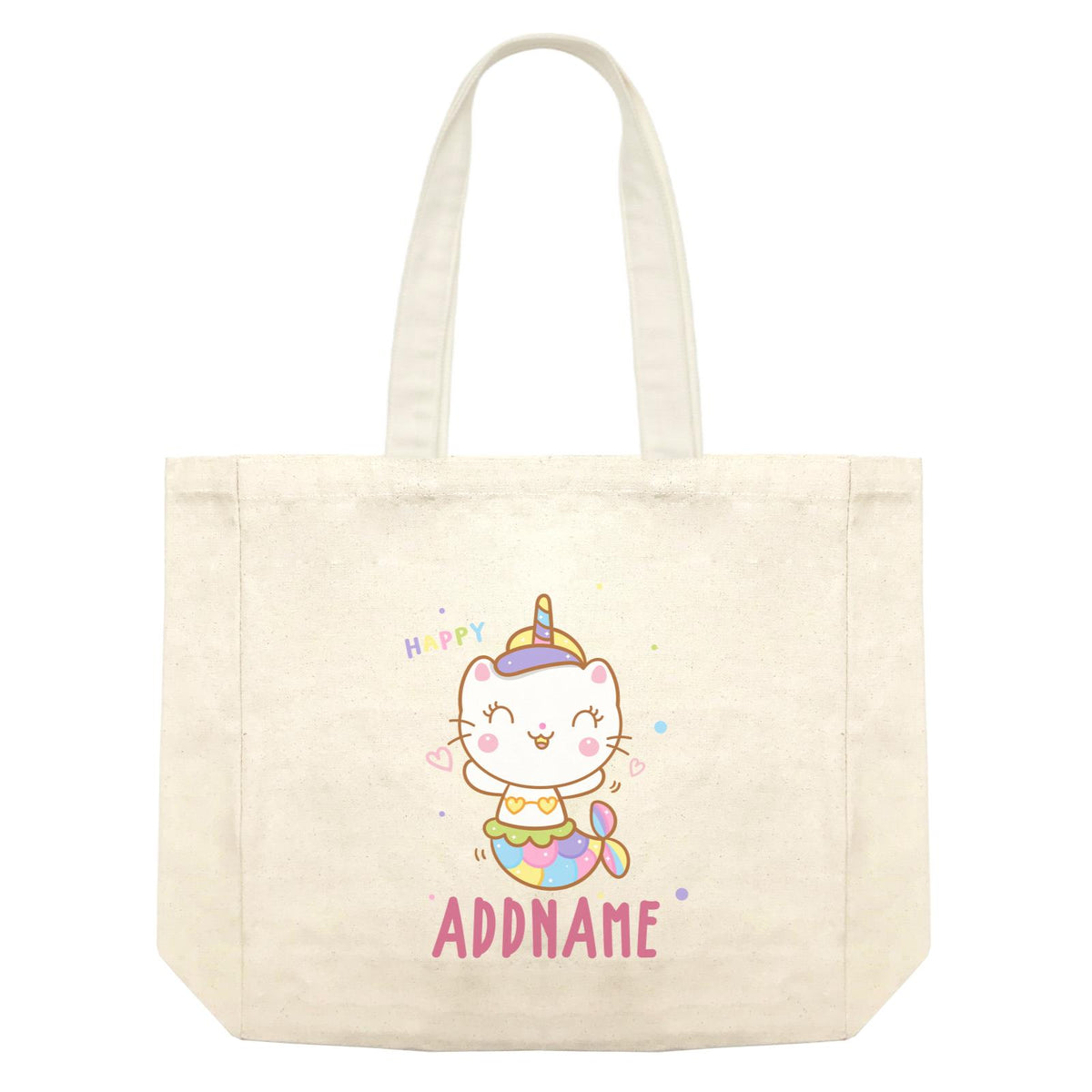 Unicorn And Princess Series Cute Happy Cat Mermaid Addname Shopping Bag