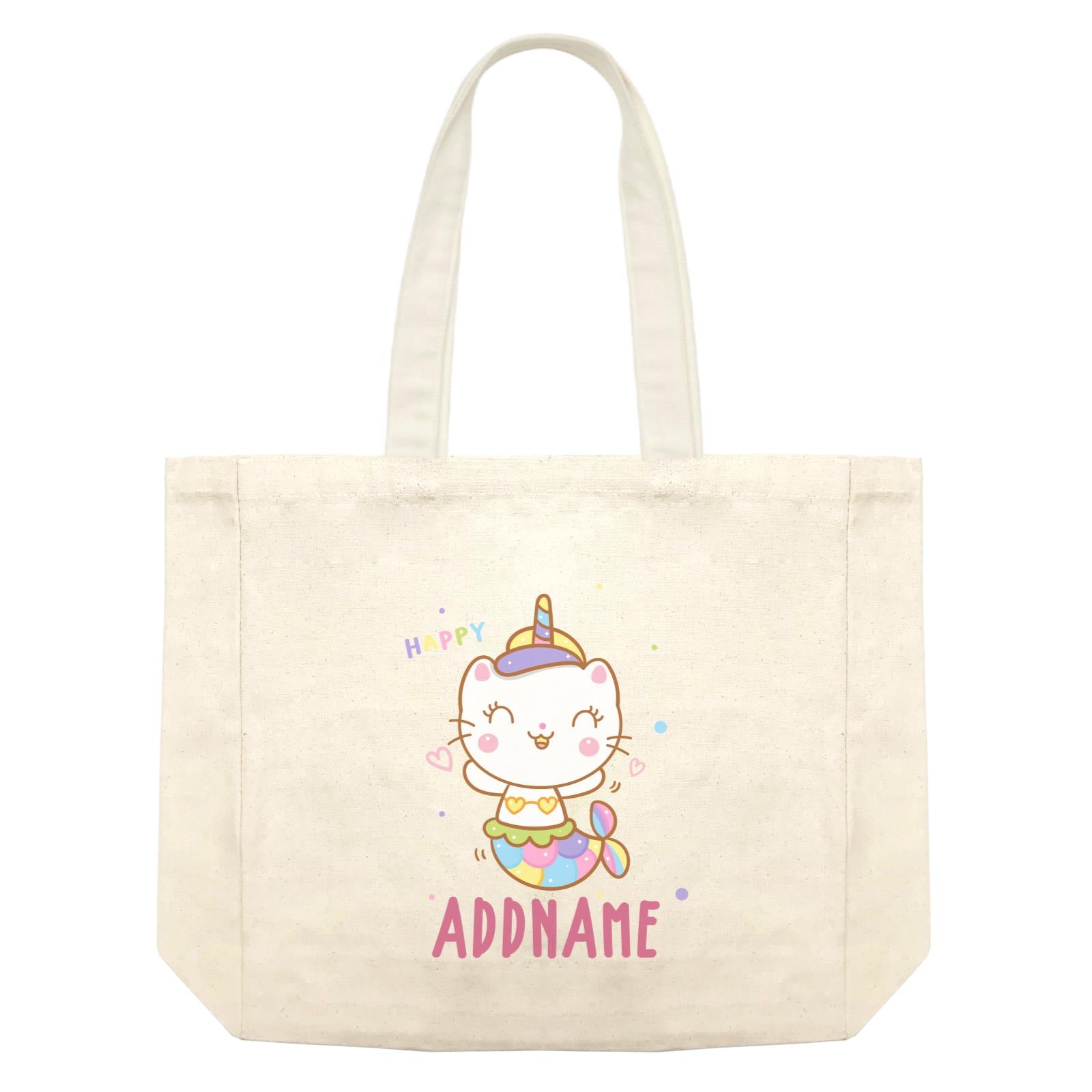 Unicorn And Princess Series Cute Happy Cat Mermaid Addname Shopping Bag