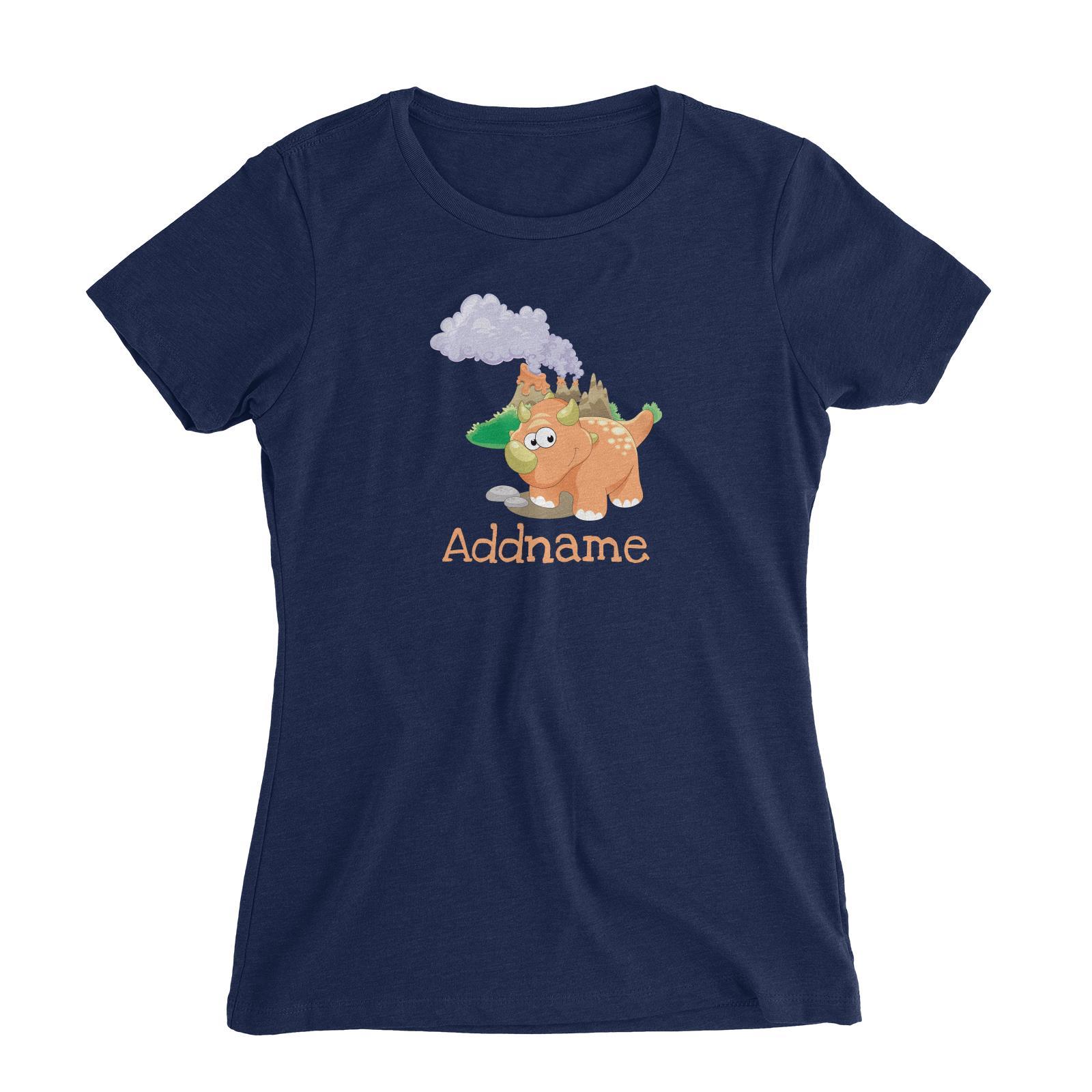Dinosaurs Triceratop Addname Women's Slim Fit T-Shirt