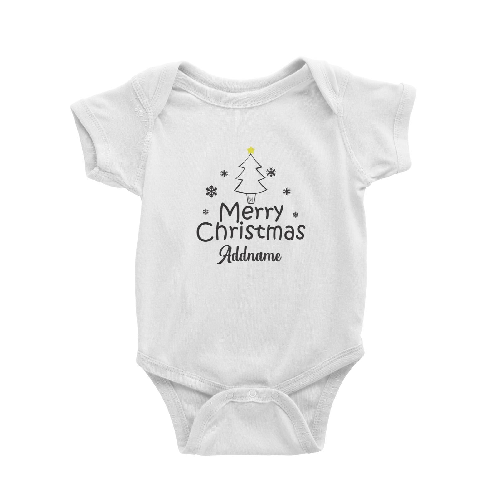 Christmas Series Merry Christmas Tree with Snowflakes Baby Romper